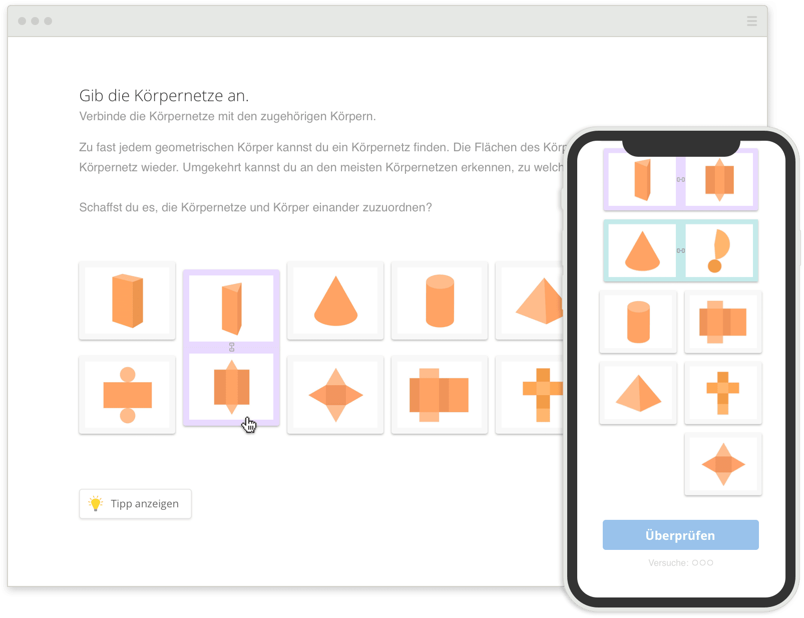 Beispiel einer Übung auf Handy und Computer